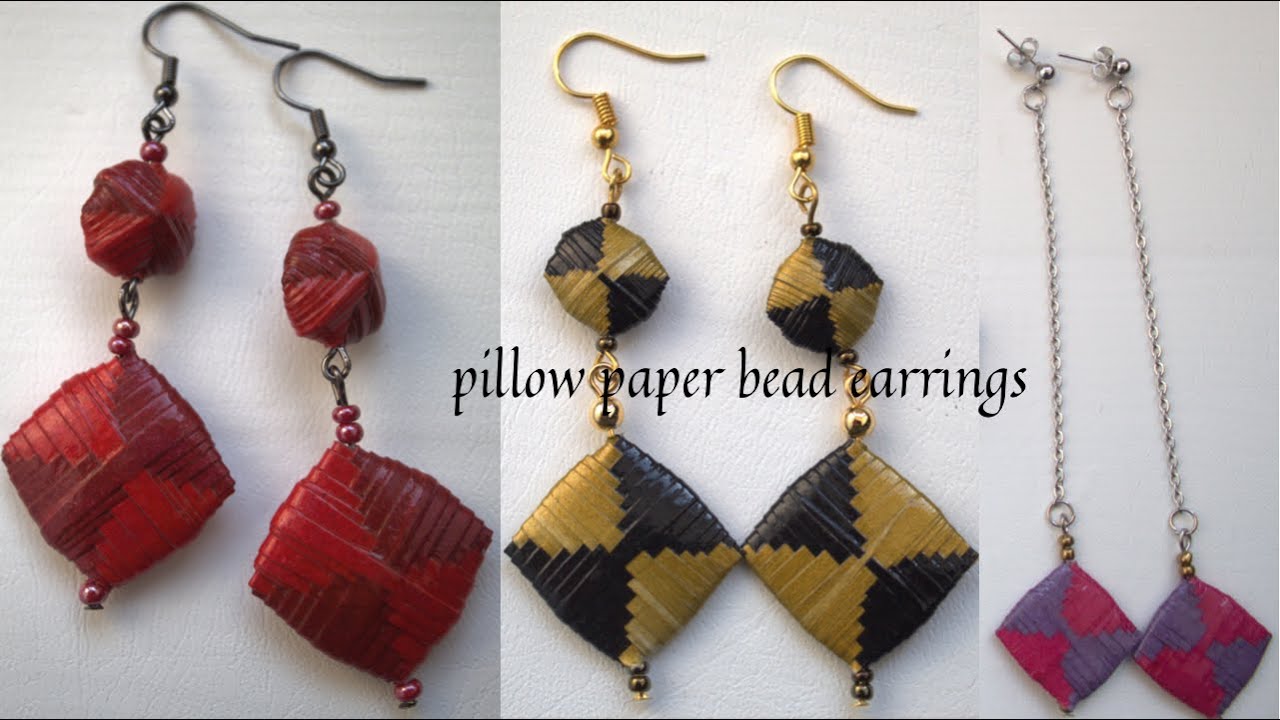 Pillow paper bead earrings YouTube