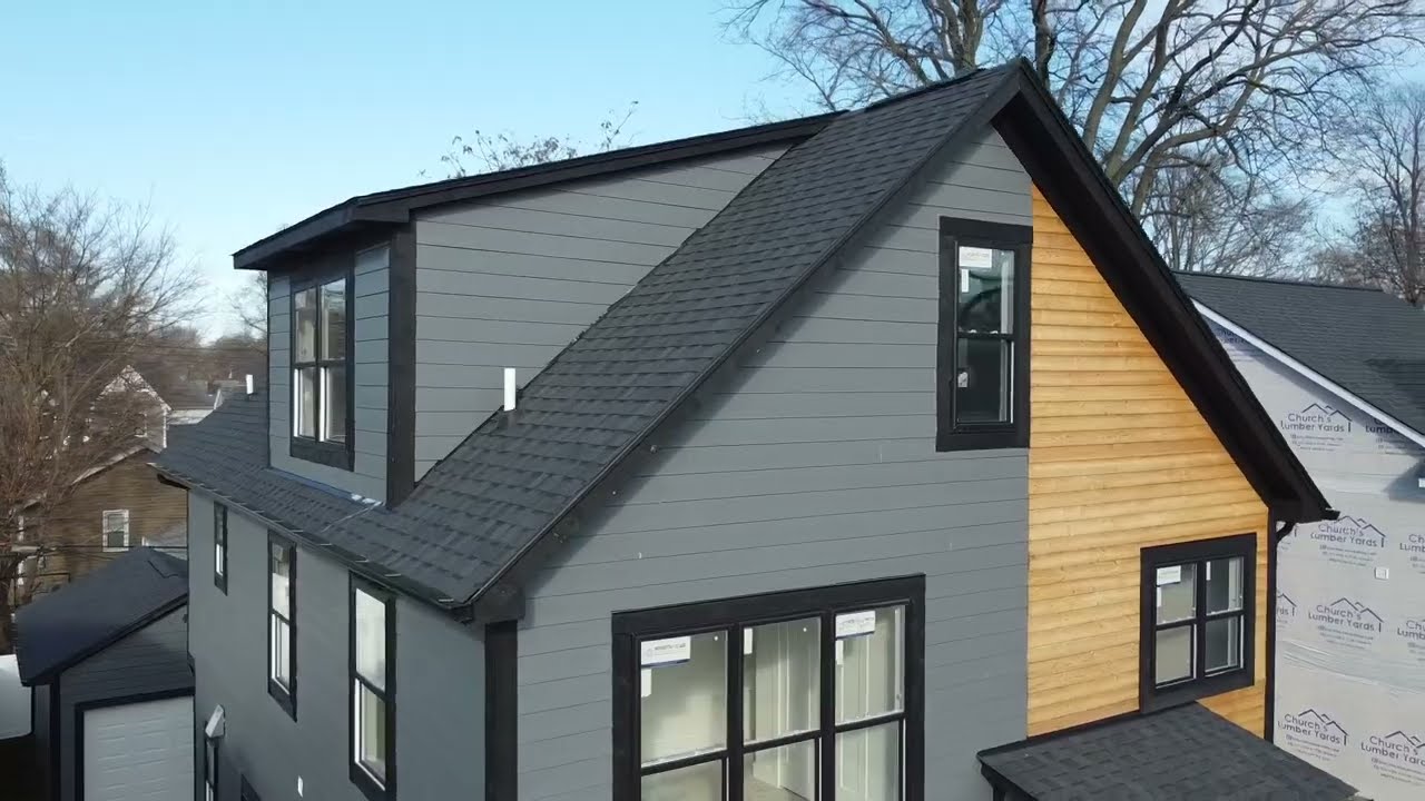 BLACK GUTTERS installed on a new build in Royal Oak, Michigan