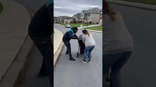 Amazon Driver Saves Falling Baby Stroller!
