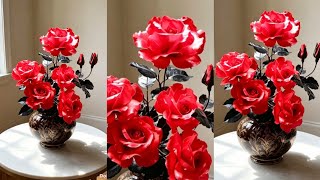 Bunga Mawar Merah Dari Kresek Bekas || Red rose made from a used plastic bag