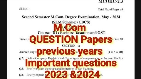 M.Com Question papers |previous year papers |important questions |2023&2024