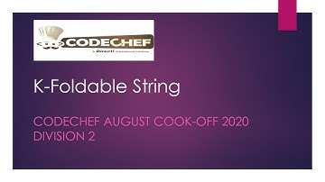 August Cook-Off 2020  , K-foldable string