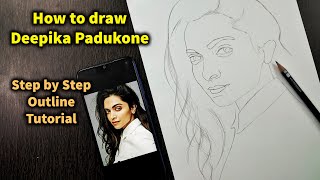 How to draw Deepika Padukone Step by Step // full sketch outline tutorial for beginners