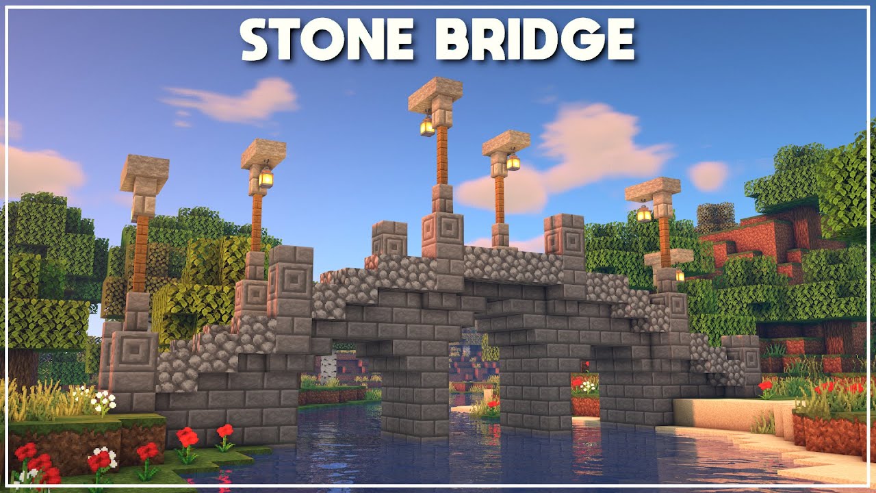 Minecraft How To Build A Stone Bridge Tutorial Youtube