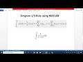 Numerical integration Simpon one third Rule in MATLAB