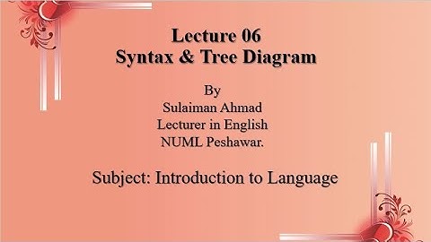 Lecture#07 (Part#B): Syntax, Generative Grammar & Tree Diagram.