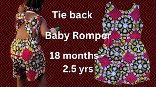 Diy: ✨️How  to make a Tie back baby🧸Romper 18 months - 2.5 years. ✂️ Cutting and Stitching 🪡