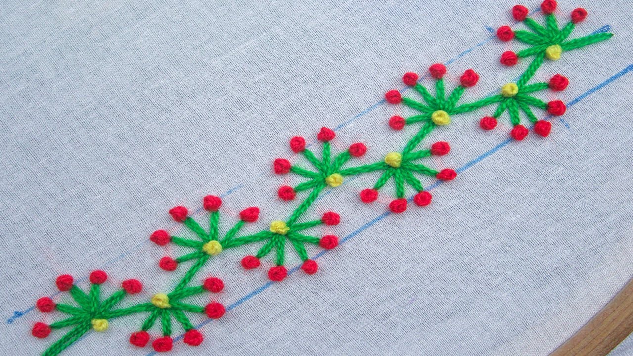 Hand Embroidery, Border Line Embroidery Tutorial - YouTube