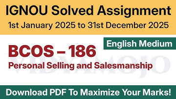 IGNOU BCOS 186 Solved Assignment 2024-25 English Medium PDF Download | BCOS 186 2025 | IGNOU B.ComG