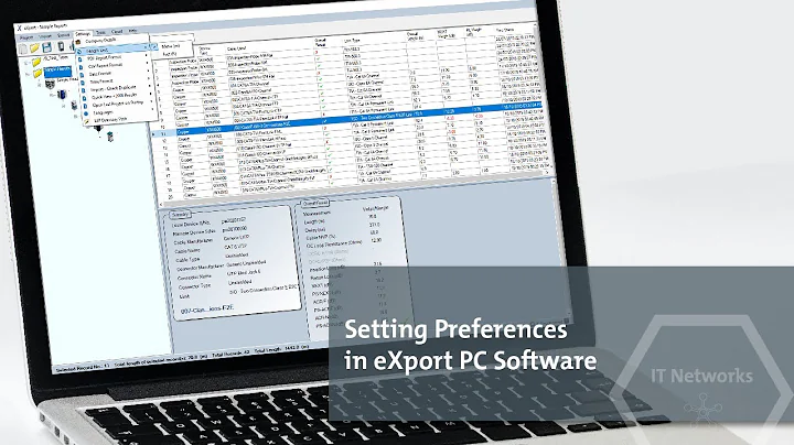 Setting preferences in eXport PC Software