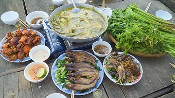 Cá trèn sấy Campuchia trộn Gỏi Lá Sầu Đâu, "Lai Rai" cuối Mùa Nước Nổi | Nét Quê #572