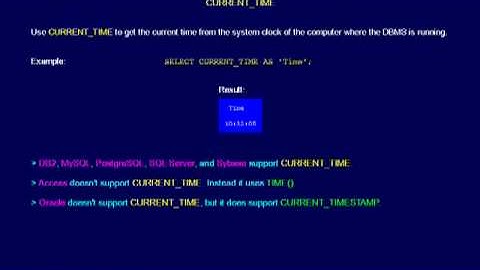 SQL 067 Scalar Functions, CURRENT_TIME or What time is it now?