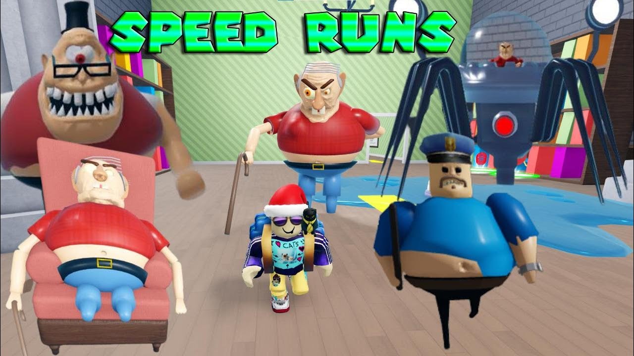 4 New Speed Runs in ESCAPE EVIL GRANDPA! (OBBY) Hard, Normal, no items, speed coil by Decent Obbies
