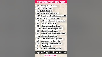 Most Important Full Forms #fullform #administration #ias #ips #dm #sdm #ipc #cm#pm#education #shorts