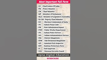 Most Important Full Forms #fullform #administration #ias #ips #dm #sdm #ipc #cm#pm#education #shorts