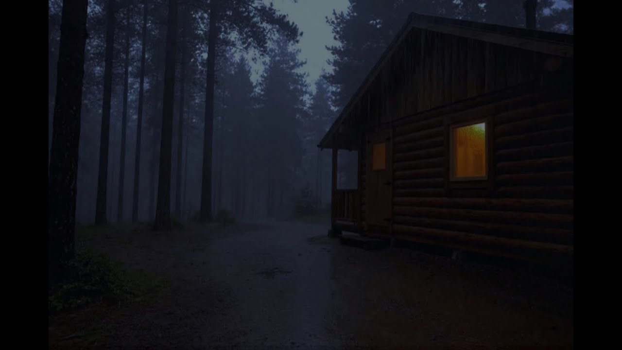 Heavy Rain Sounds in Forest ⛈️ Cozy Cabin Rain Ambience for Sleep ...