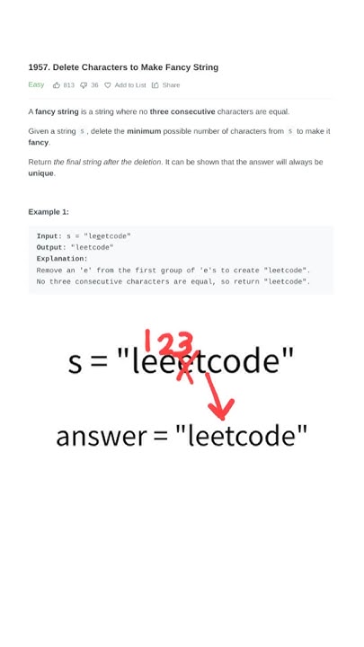 LeetCode 1957 - Delete Characters to Make Fancy String - YouTube