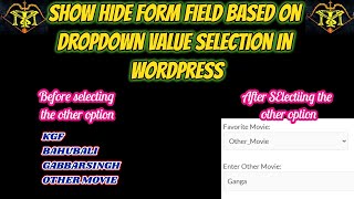 Show and hide form fields based on option value selection/wordpress