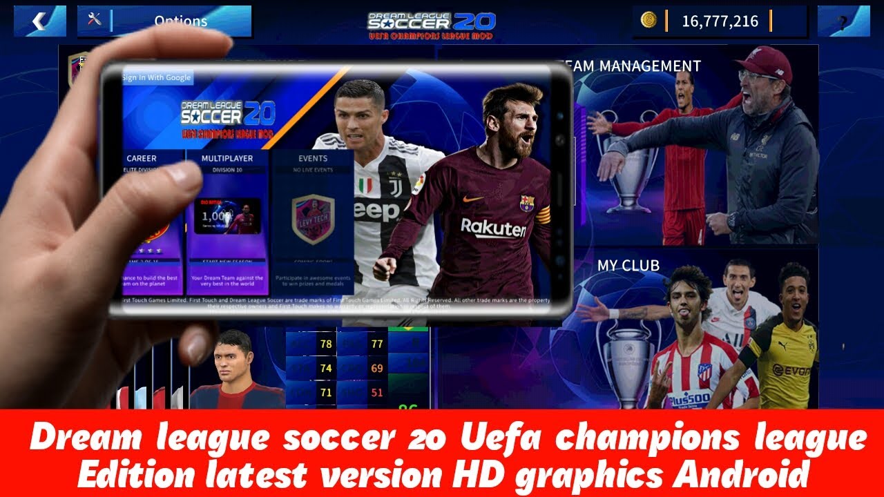 Dream league soccer 20 Uefa champions league Edition latest version HD graphics Android