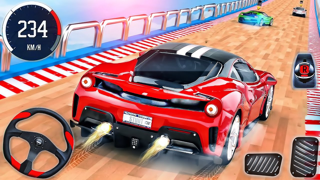 Cartoon Stunt Car Game Two Players Gameplay 