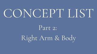 Concept List: Part 2 - Right Arm & Body