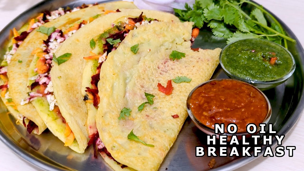 Moong Dal Chilla No Oil Healthy Breakfast Recipe Easy Breakfast