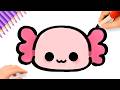 HOW TO DRAW A CUTE AXOLOTL FACE SUPER EASY ????