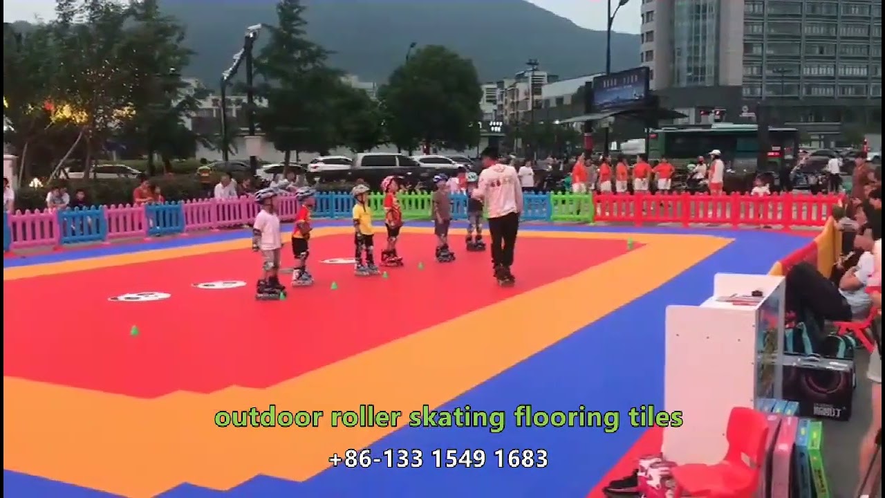 easy installation convenient  cheap price indoor outdoor roller skating sports flooring tiles