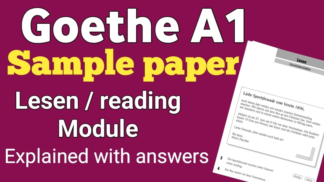 Goethe A1 Exam Model Question Paper With Answers Lesen Reading Goethe A1 Exam Model Question Paper With Answers Lesen Reading