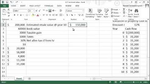 Excel finance tutorial - terminal values and cash flow