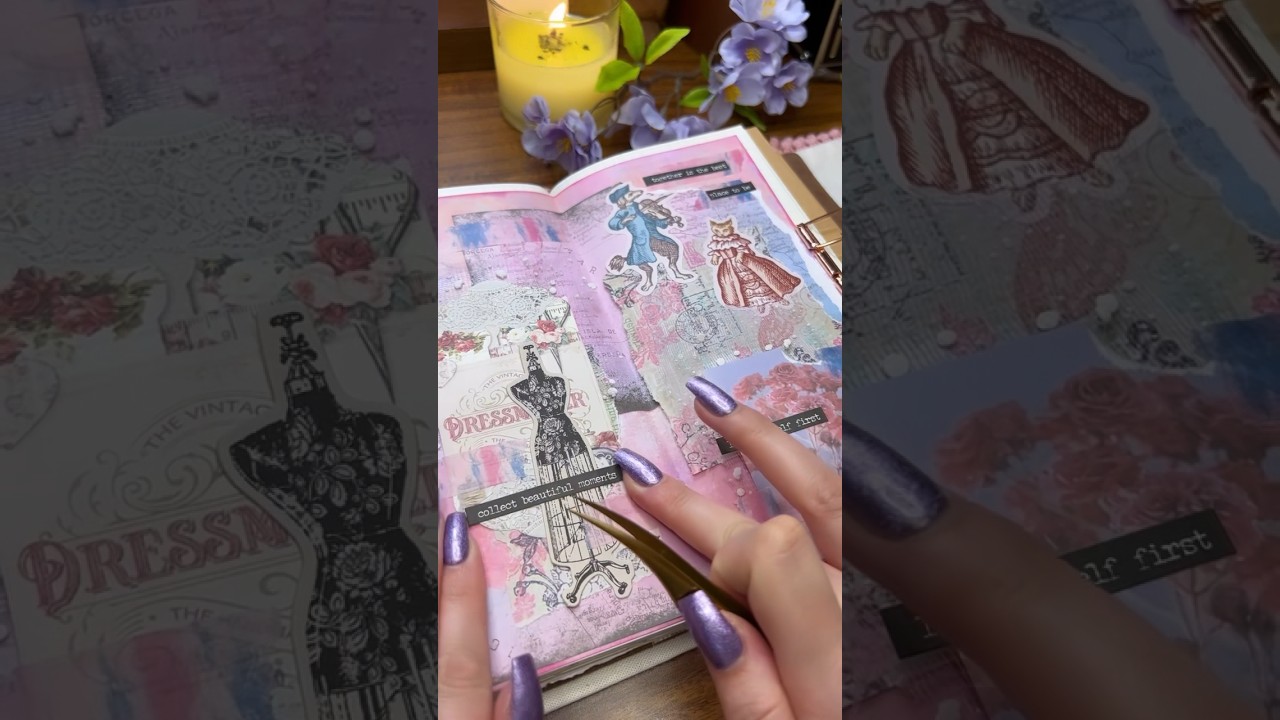 Vintage Pink Junk Journal ASMR 💗 