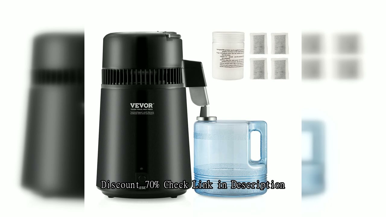 SucceBuy Water Distiller 4L 1.05 Gallon Pure Water Purifier Filter Countertop 750W Distilled Water M