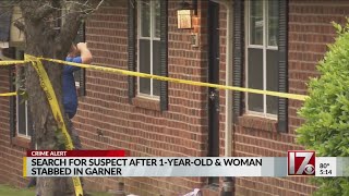 Search for suspect after 1-year-old and woman stabbed in Garner