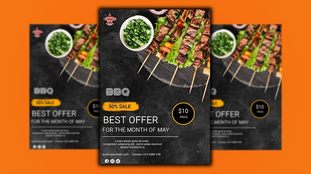 BBQ Restaurant Advertising Poster/ Flyer in Photoshop CC 2020
