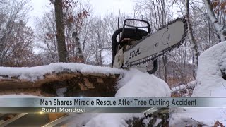 Rural Mondovi man shares miracle rescue after tree cutting accident