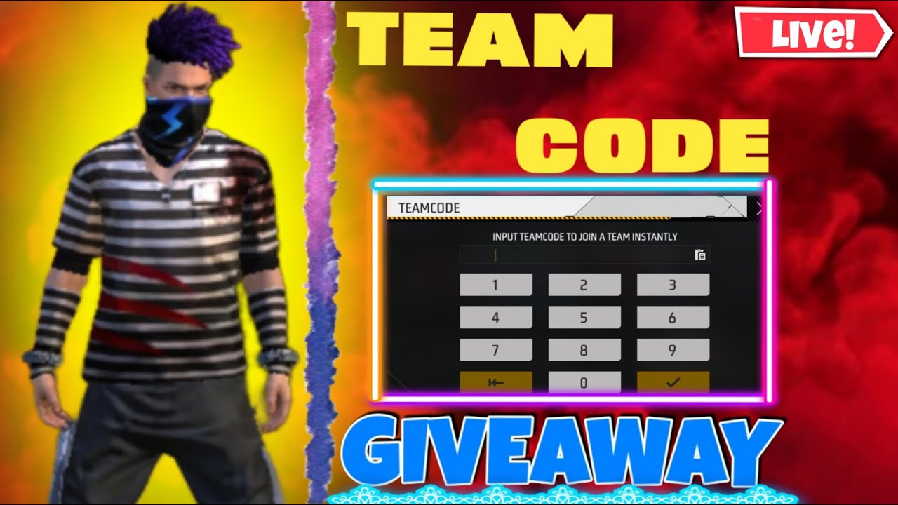 FREE FIRE LIVE GIVEAWAY TEAM CODE | FF LIVE GUILD TEST | CUSTOM ...
