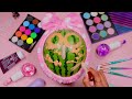 ASMR Makeup on Watermelon (Satisfying Skincare)