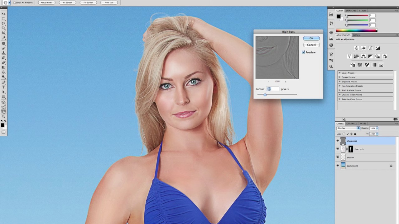 Sharpening With High Pass Filter In Photoshop Youtube