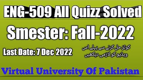 ENG509 Fall 2022 Quiz-1 || ENG 509 Fall 2022 Kay Solved Quiz|| #vu  @RizwanBinRafiq