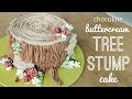 Relaxing cake decorating: all buttercream tree stump cake - piping bark, mushrooms, flowers