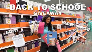 BACK TO SCHOOL GIVEAWAY || $300 +  in school supplies , airpods, skincare, makeup