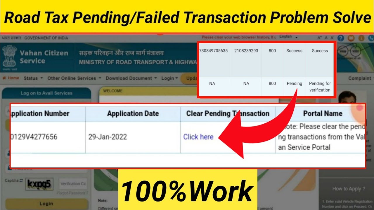 How To Clear Pending Transaction In Parivahan Road Tax Pending