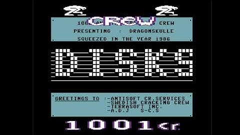 C64 Crack Intro: 1001 and the Cracking Crew Intro 1986