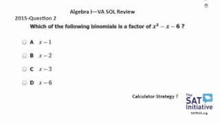 With Calculator-Algebra I Sol Q2 2015