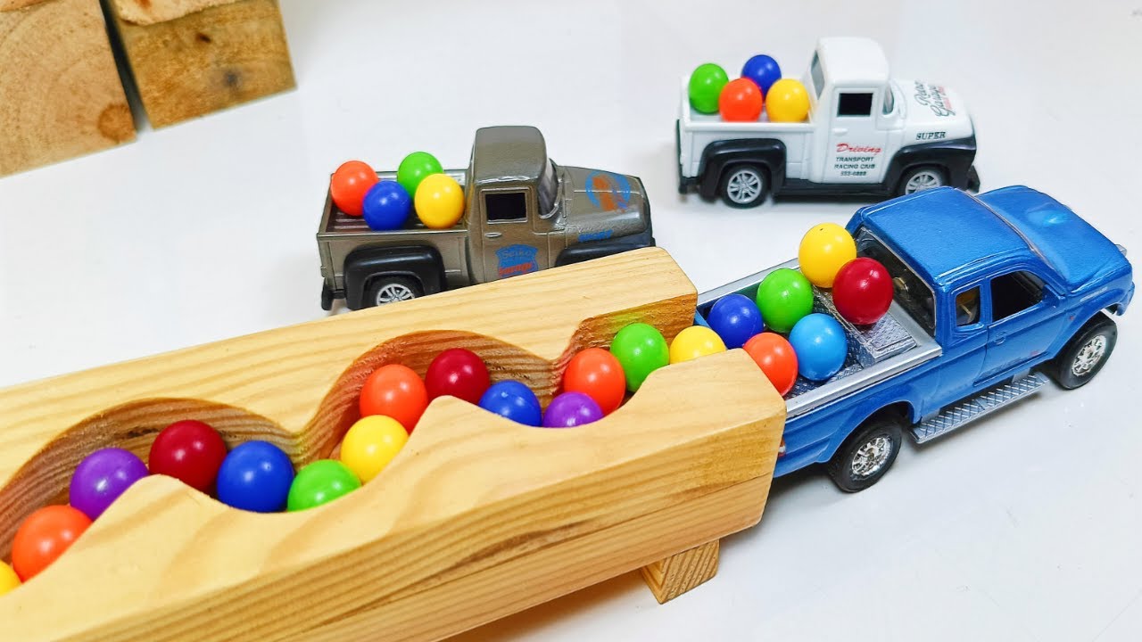 Marble Run ASMR Race ☆ HABA Slope & Dump Truck Excavator Ambulance Forklift Garbage Truck Tractors