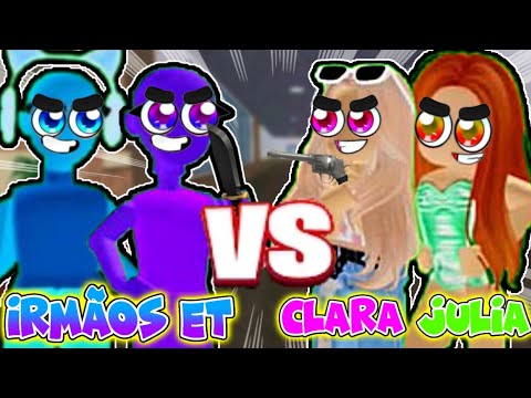 ⋆˚🔫𝜗 Roblox - IRMÃOS ET Vs CLARA E JÚLIA NO MURDER MYSTERY 2! 💙💜🩷💚 𝜚🔪˚⋆