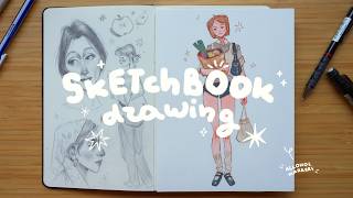 📕✨ cozy sketchbook session ✷ alcohol marker illustration & pencil portraits