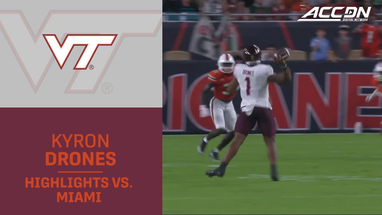 Virginia Tech QB Kyron Drones Highlights vs. Miami - YouTube
