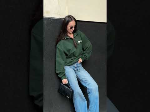 Світшот жіночий High Collar Half-Zip Grosgrain Sweatshirt Green, видео 1