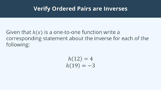 Verify Ordered Pairs are Inverses - 1